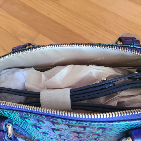 NWT Brahmin Royalty Blue and Green Satchel with Luxurious Design - Picture 6 of 6